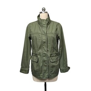 Madewell Olive Green Utility Jacket Button Zip‎ Pocket Drawstring Waist Size S